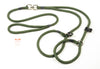 8mm Diameter x 1.5M Braid Brace Slip Lead with Swivel - With Leather Stops -Brass Fittings - Code 578B
