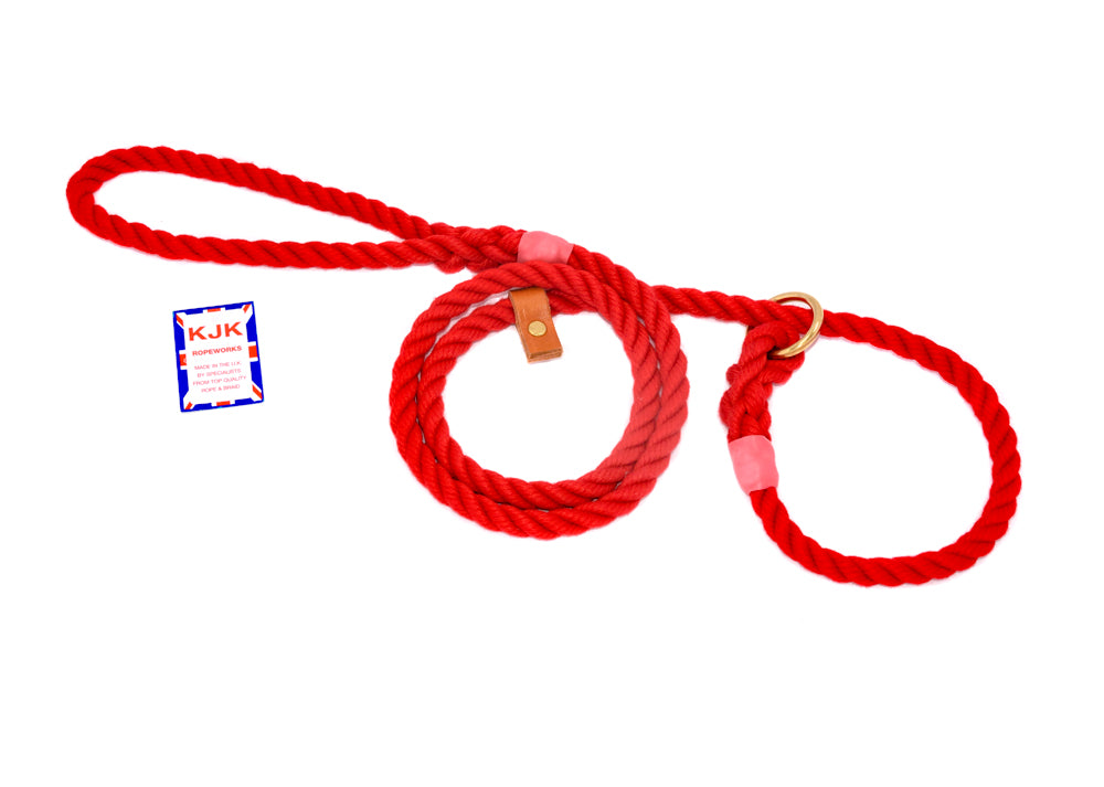 12mm Lead Line Rope KJK Ropeworks - 12mm Diameter Rope Slip Lead With Leather Stop