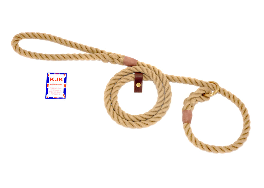 12mm Lead Line Rope KJK Ropeworks - 12mm Diameter Rope Slip Lead With Leather Stop