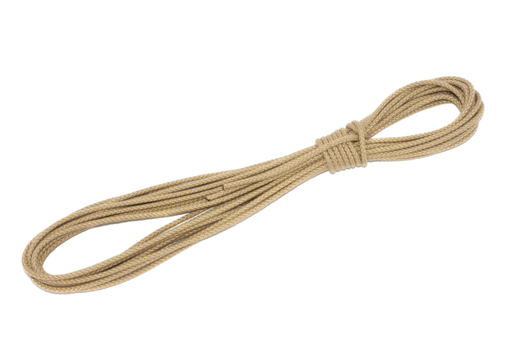 8 Plait Polyester Cord Looks traditional (Sandy Colour) made from matt polyester yarn. Holds shape well and good to work. Sold by the Metre, Hank or 100 Metres.