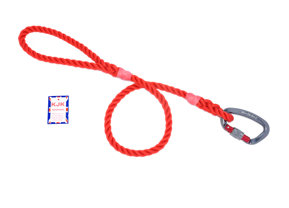 10mm Rope Carabiner Tracking Line with Locking Screwgate Climbing Carabiner. Can be halved in length. #dogtraining #safedogtraining #ropedogleads #ropeleads #dogleads #kjkropedogleads 