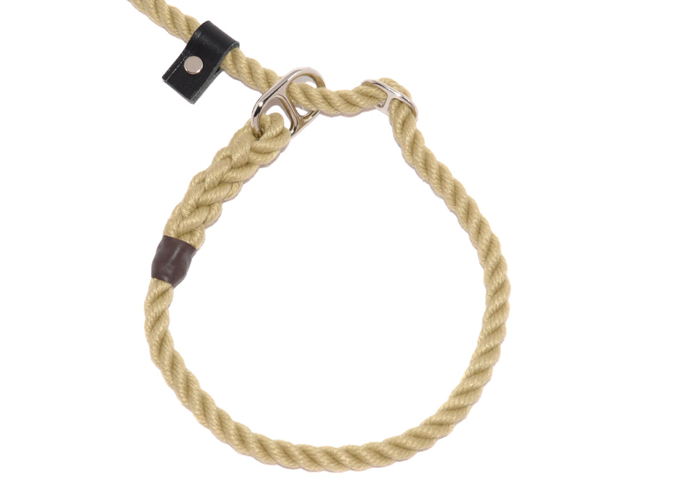 Metal Rope Lead KJK Ropeworks - 8mm Diameter Rope Double Stop Slip Lead with Leather ...