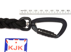 Carabiner rope dog leads for safety and security of your dog. Range of locking carabiners and sizes of lead. From 6mm braid to 12mm marine rope. Made in the UK by kjkropedogleads.co.uk #ropedogleads #carabinerdogleads #safetydogleads #lockingdogleads #ropeleads #dogtraining #workingdogs #dogwalking #braideddogleads